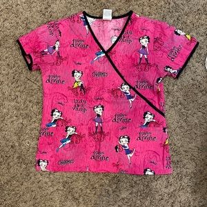 Betty boop pink scrub top